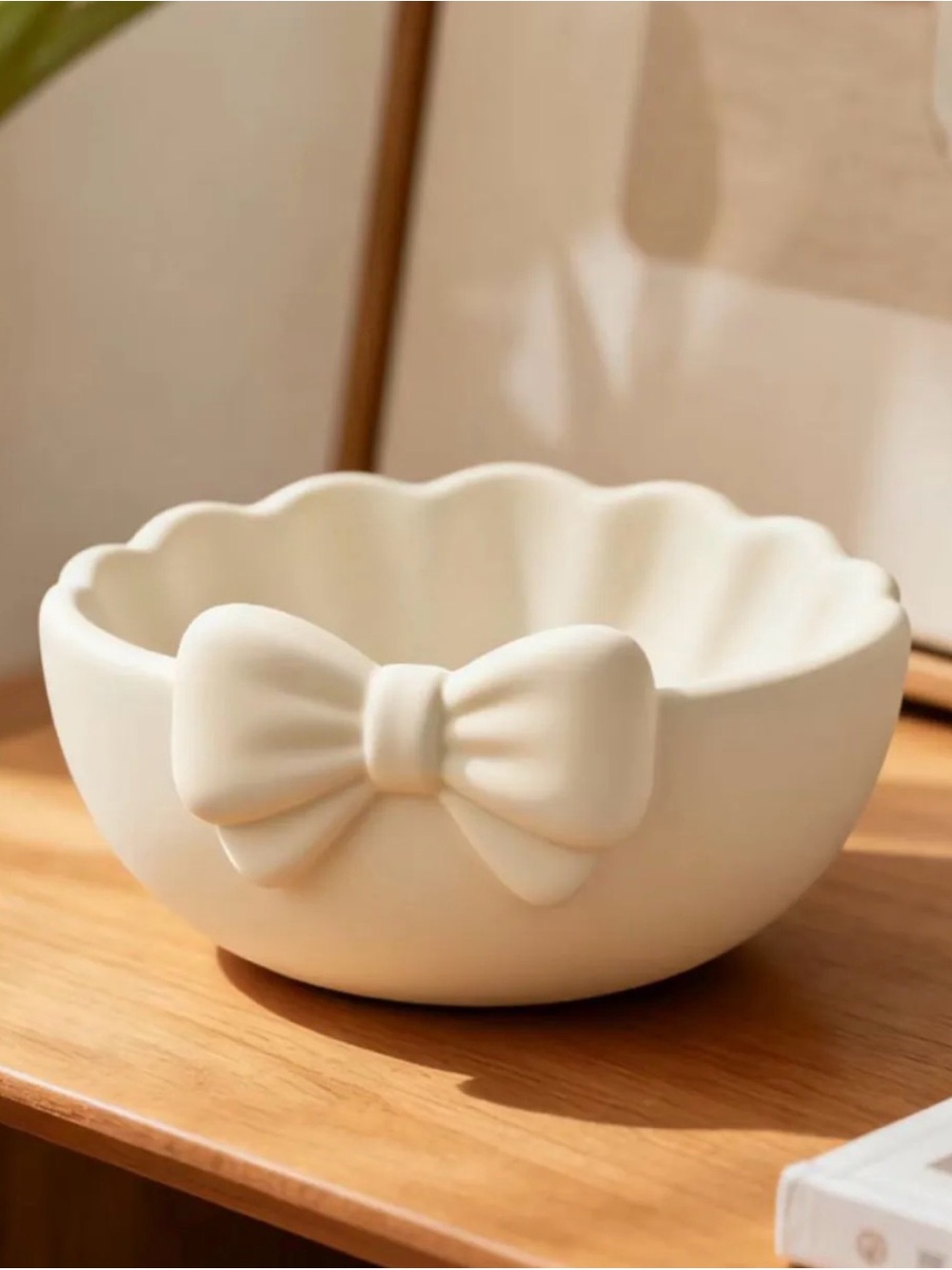Cream Ceramic Bow Accent Bowl - Decorative Home Accent 3d printed